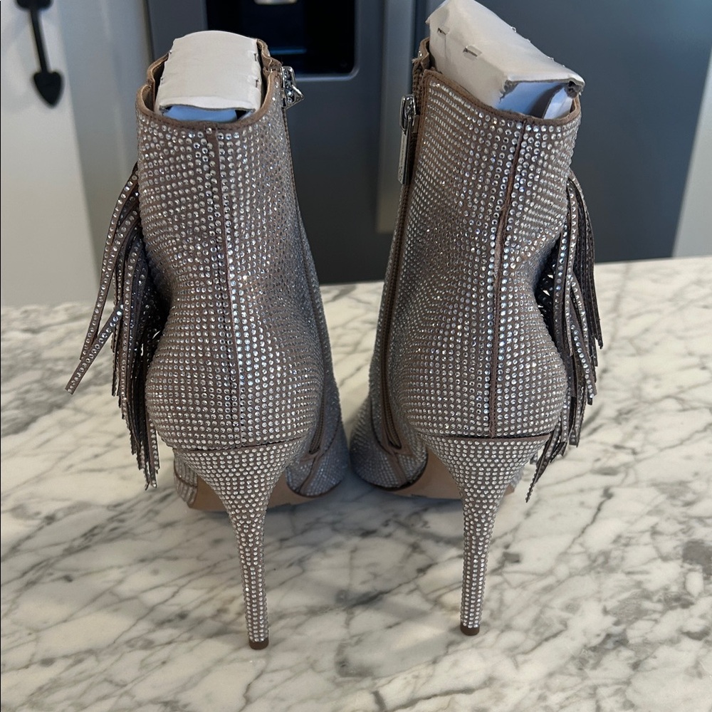 Jessica Simpson Silver Rhinestone Heeled Boots - Picture 3 of 4